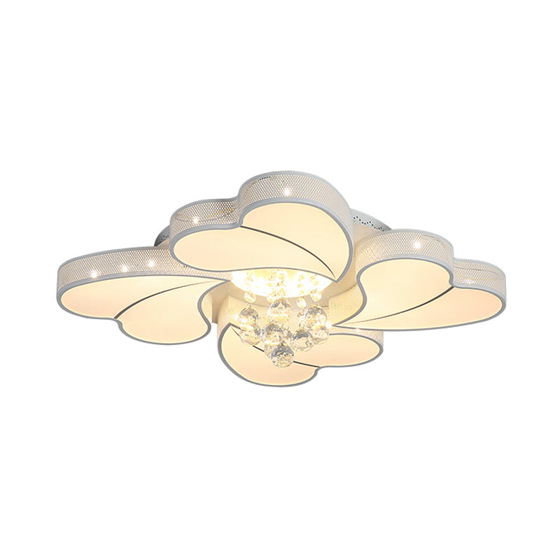 Led Flower-Shaped Flush Light Fixture In White Crystal - 20.5/24.5/28.5 Width Simple Mounting Ideal