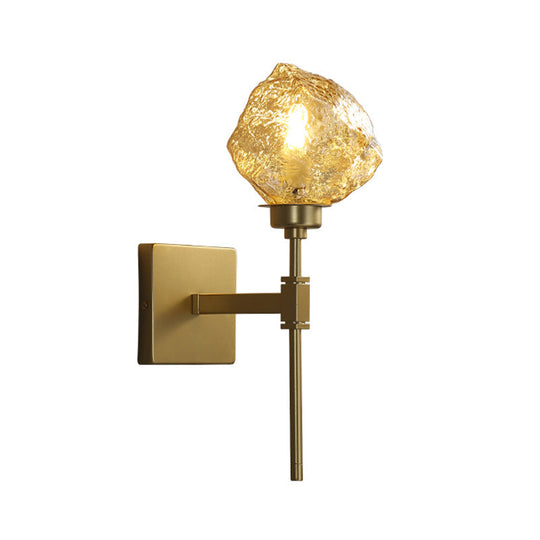 Irregular Shade Wall Sconce - Modern Indoor Light Fixture With Amber/Smoke Gray Glass 1 Head Lamp
