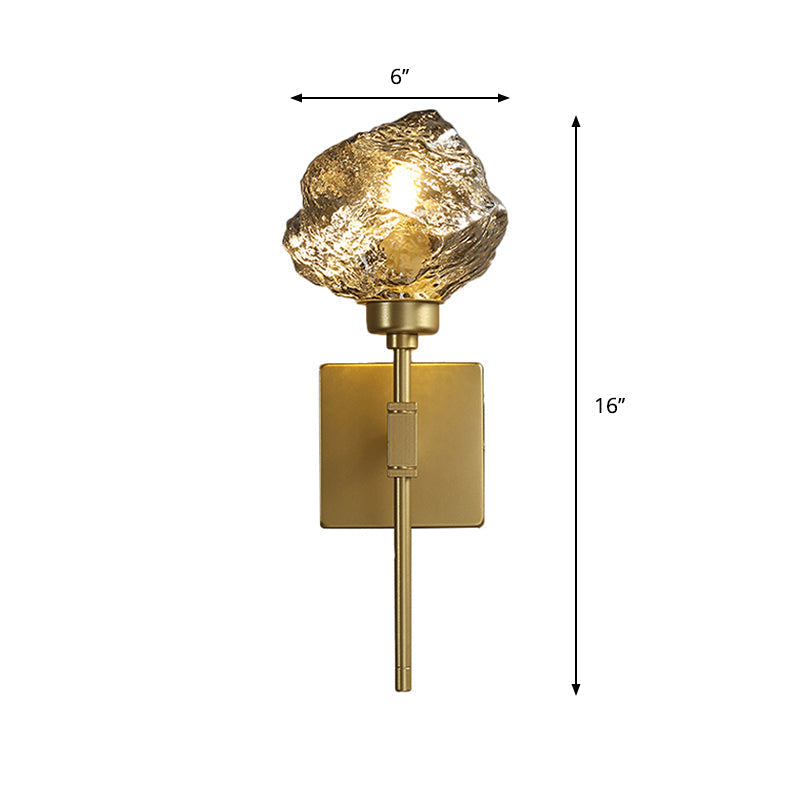 Irregular Shade Wall Sconce - Modern Indoor Light Fixture With Amber/Smoke Gray Glass 1 Head Lamp