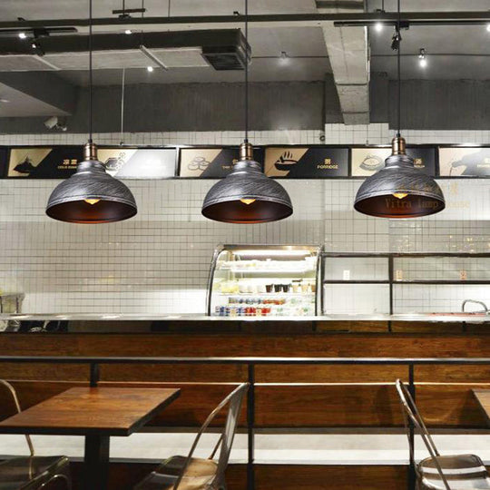 Industrial Style Metallic Pendant Ceiling Light - 12’/14’/16’ Dia 1 Bowl Shade Black/White Inner