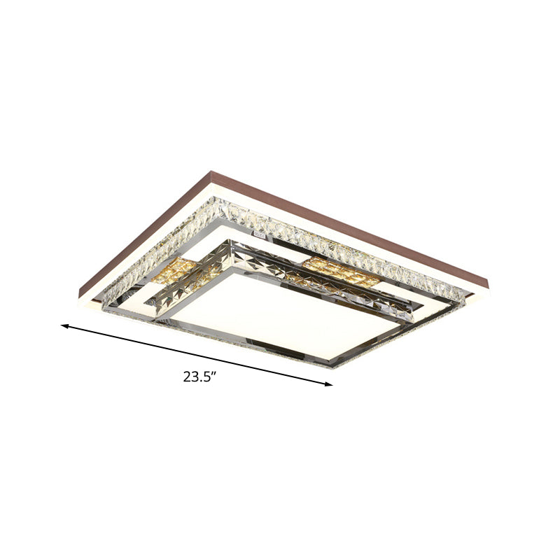 Simple Crystal Flush Mount Lamp: Led Ceiling Fixture In White