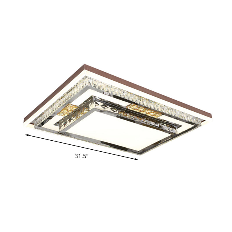 Simple Crystal Flush Mount Lamp: Led Ceiling Fixture In White