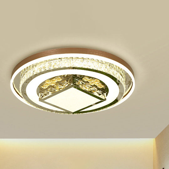 Simple Crystal Flush Mount Lamp: Led Ceiling Fixture In White