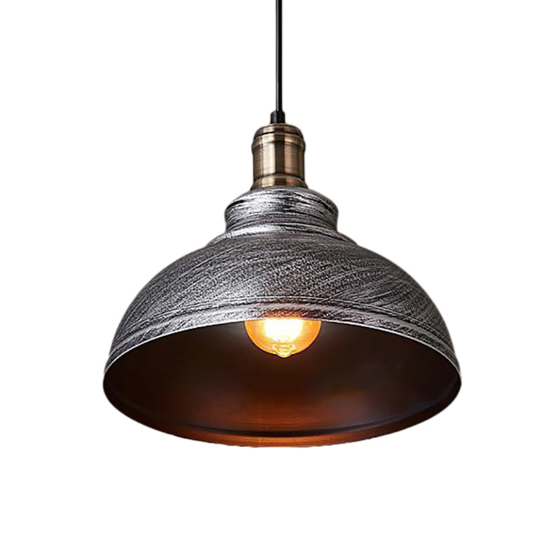 Industrial Style Metallic Pendant Ceiling Light - 12’/14’/16’ Dia 1 Bowl Shade Black/White Inner