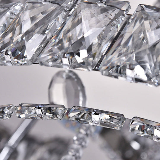 Modern Led Flush Ceiling Light: Floral - Like Crystal Mount In Chrome For Living Room -