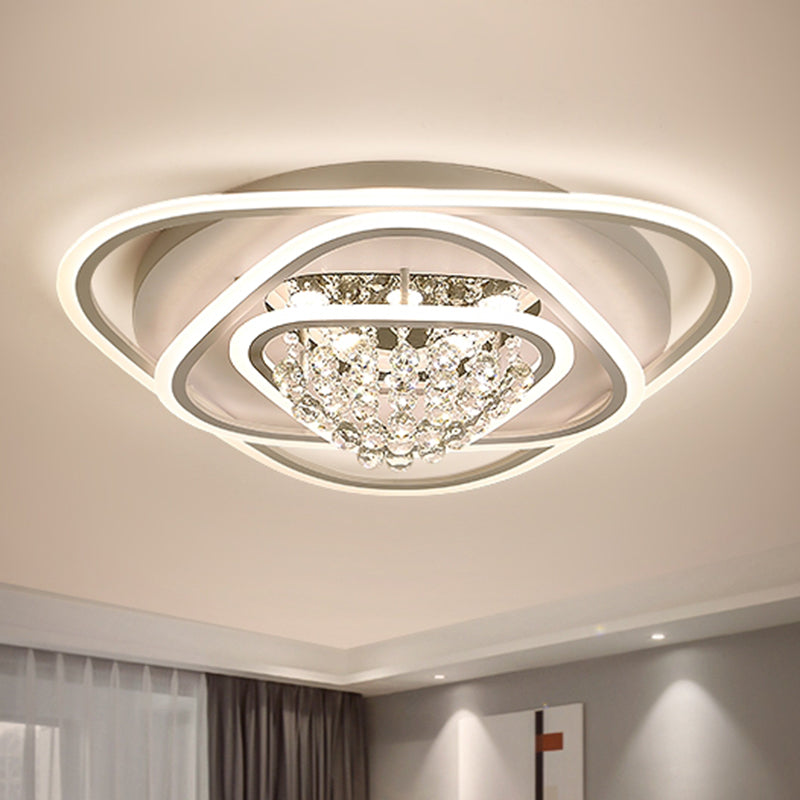 Led Triangle Crystal Ceiling Lamp - Simple & Stylish Flush Mount Fixture In Warm/White Light (3