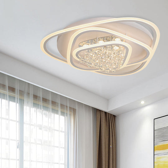 Led Triangle Crystal Ceiling Lamp - Simple & Stylish Flush Mount Fixture In Warm/White Light (3
