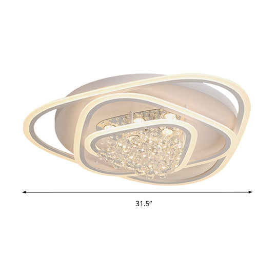 Led Triangle Crystal Ceiling Lamp - Simple & Stylish Flush Mount Fixture In Warm/White Light (3