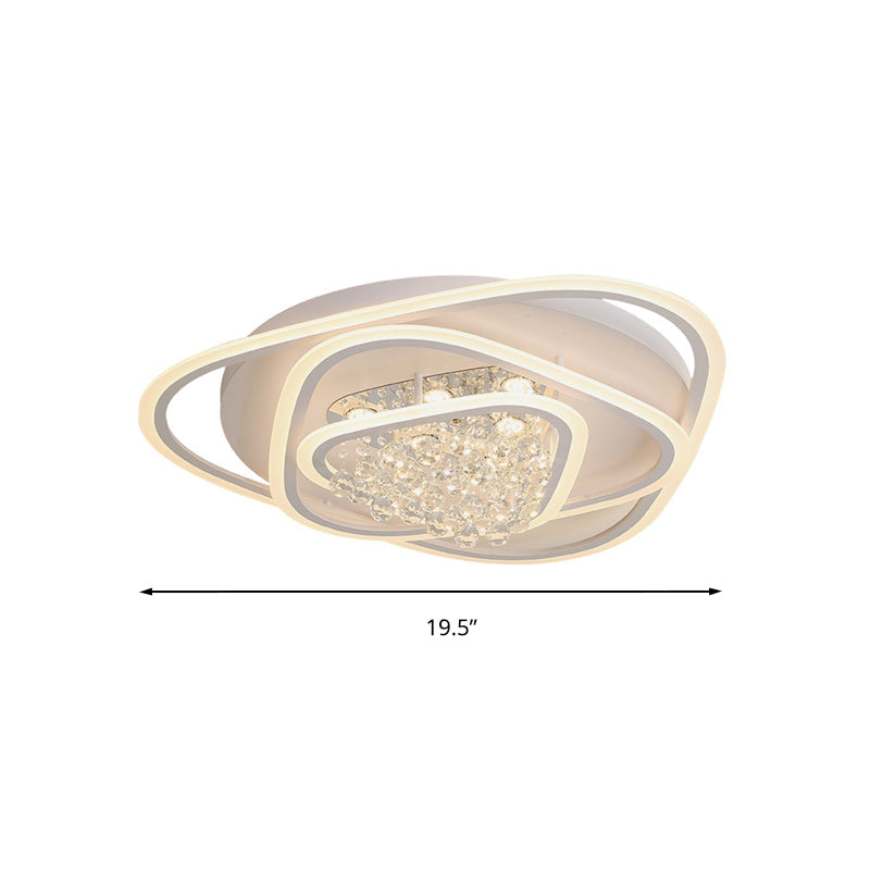 Led Triangle Crystal Ceiling Lamp - Simple & Stylish Flush Mount Fixture In Warm/White Light (3