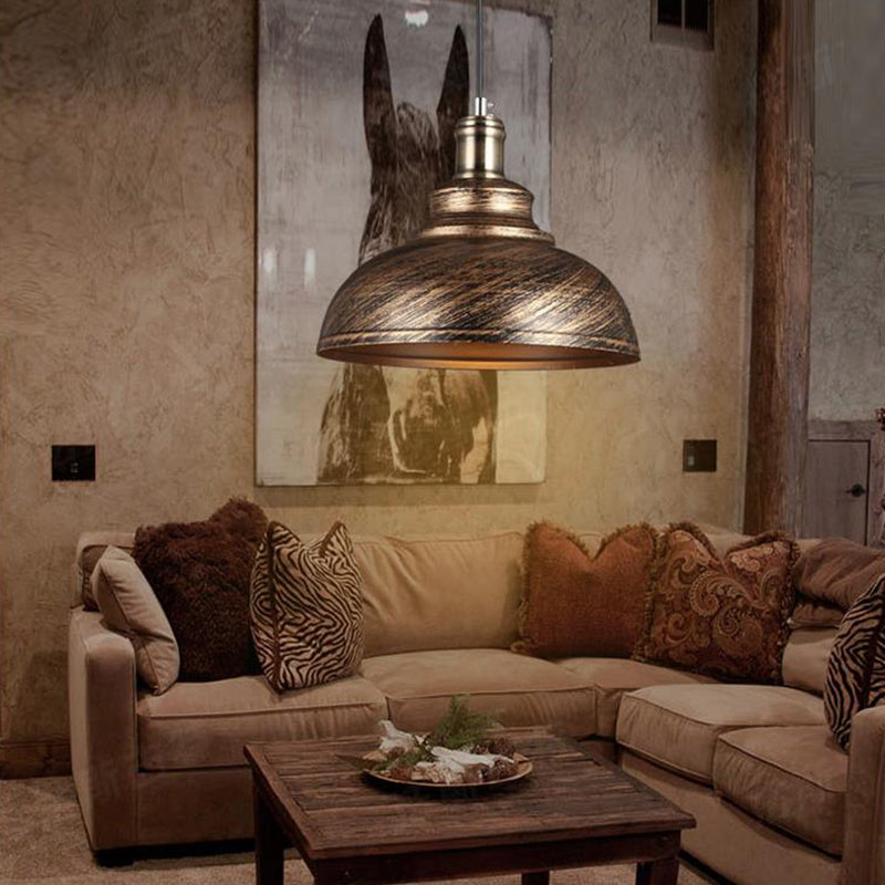 Industrial Style Metallic Pendant Ceiling Light - 12’/14’/16’ Dia 1 Bowl Shade Black/White