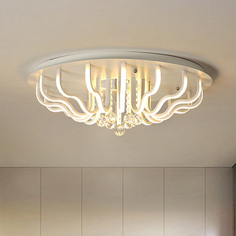 Curved Acrylic Flush Mount Led Ceiling Lamp In White: Simple Modern Design (27/31.5 W Warm/White