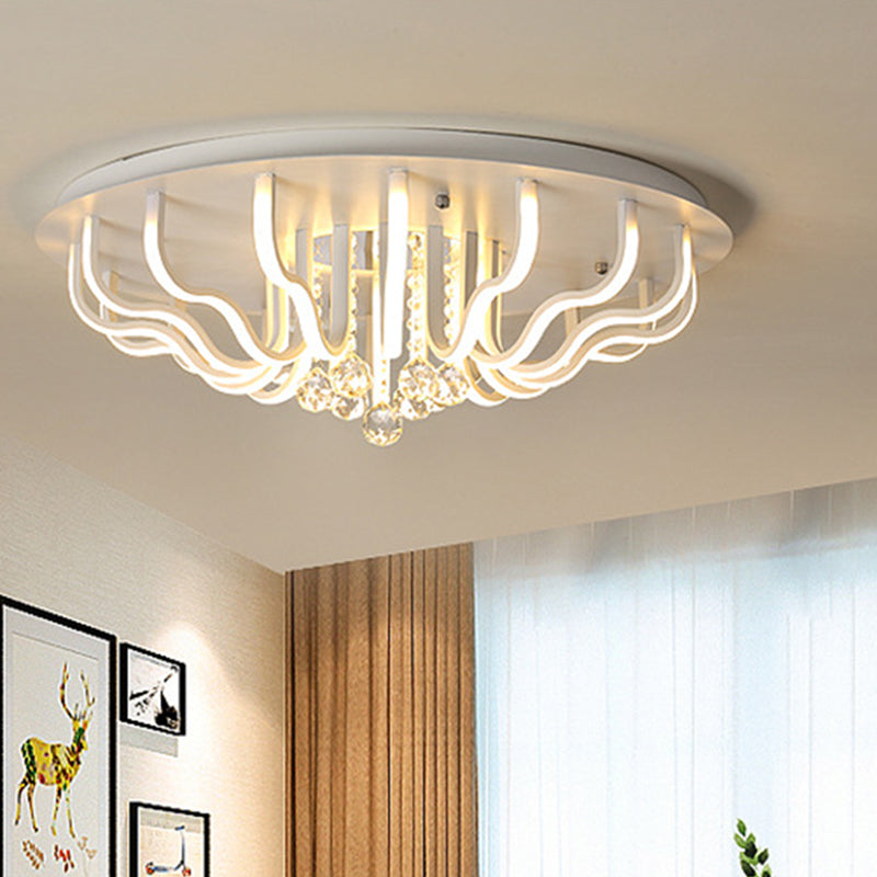 Curved Acrylic Flush Mount Led Ceiling Lamp In White: Simple Modern Design (27/31.5 W Warm/White