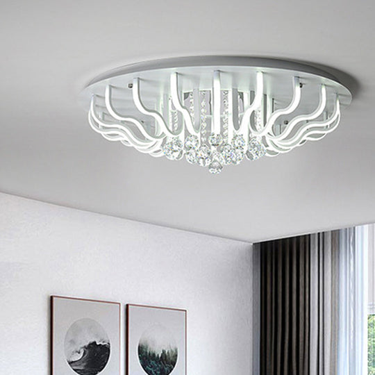 Curved Acrylic Flush Mount Led Ceiling Lamp In White: Simple Modern Design (27/31.5 W Warm/White