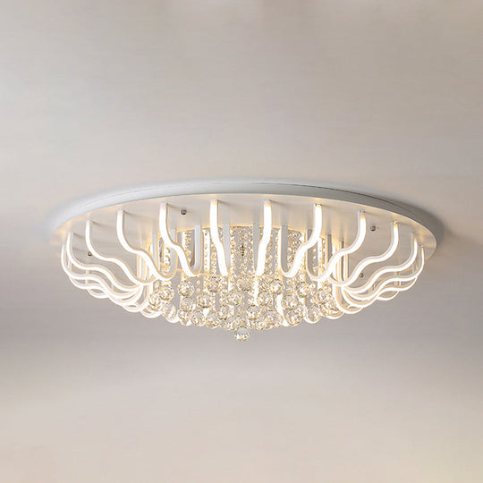 Curved Acrylic Flush Mount Led Ceiling Lamp In White: Simple Modern Design (27/31.5 W Warm/White