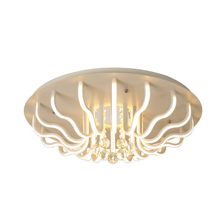 Curved Acrylic Flush Mount Led Ceiling Lamp In White: Simple Modern Design (27’/31.5’ W
