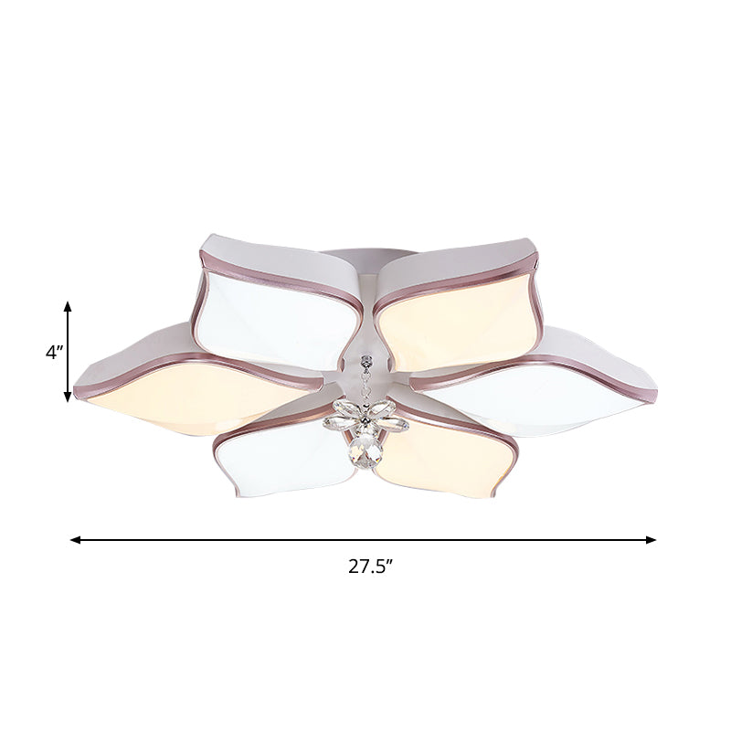 Modern 24.5’/25.5’ Flush Mount Led Light With Clear Crystal Accent In Warm/White Petal Design