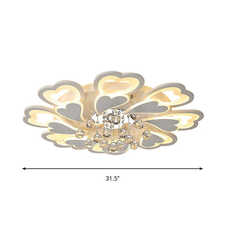 Loving-Heart Led Flush Light In Warm/White - Contemporary Acrylic Design 27’/31.5’ Wide