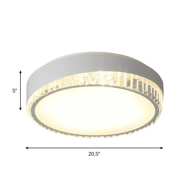 Nordic Led Acrylic Flush Mount Light With Crystal Deco - Clear/Warm/White 16.5’/20.5’ Diameter
