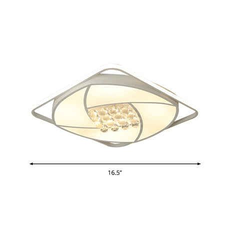 Modern Flushmount Led Light With Acrylic And Crystal Accents - Available In 16.5’ 20.5’ Widths