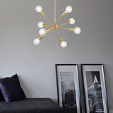 Sputnik Hanging Chandelier - Industrial Metal Pendant Light With 6/8/10 Bulbs In Brass/Chrome For