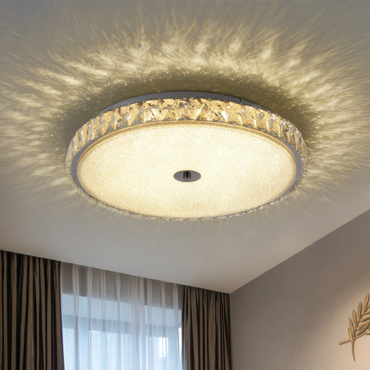Modern Crystal Led Flush Mount Lamp - 14’/23.5’/31.5’ Round Bedroom Ceiling Light With Chrome Finish