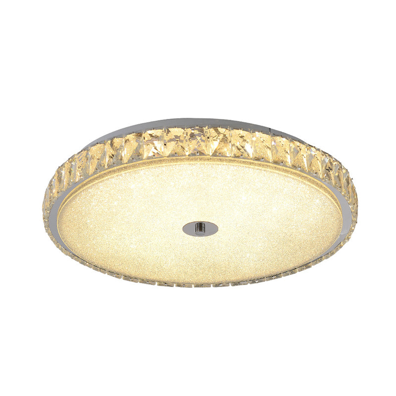 Modern Crystal Led Flush Mount Lamp - 14/23.5/31.5 Round Bedroom Ceiling Light With Chrome Finish
