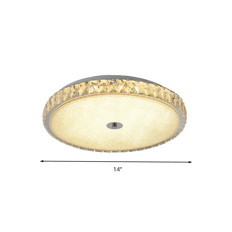 Modern Crystal Led Flush Mount Lamp - 14’/23.5’/31.5’ Round Bedroom Ceiling Light With Chrome Finish