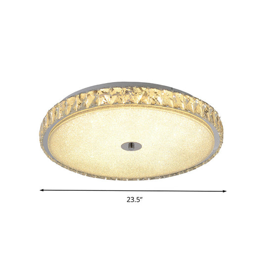 Modern Crystal Led Flush Mount Lamp - 14’/23.5’/31.5’ Round Bedroom Ceiling Light With Chrome Finish