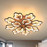 Modern Acrylic Floral Ceiling Mount Light Fixture - Coffee Finish 12/15 Lights Warm/White/3 Color