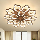 Modern Acrylic Floral Ceiling Mount Light Fixture - Coffee Finish 12/15 Lights Warm/White/3 Color