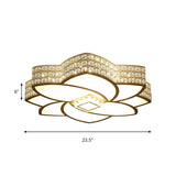 Contemporary Metal Flushmount Light: 23.5’/29.5’ W Led White Ceiling Light With Crystal Accent