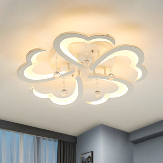 Heart - Shaped Acrylic Flush Mount Light Fixture With 5/15 Lights In Warm/White/3 Color For Living
