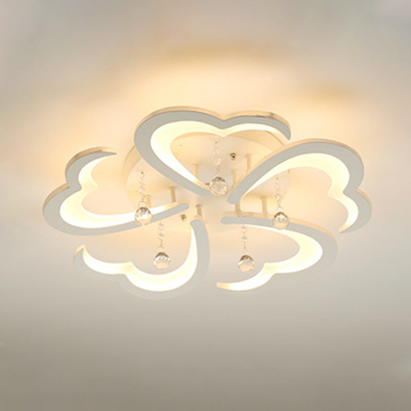 Heart-Shaped Acrylic Flush Mount Light Fixture With 5/15 Lights In Warm/White/3 Color For Living