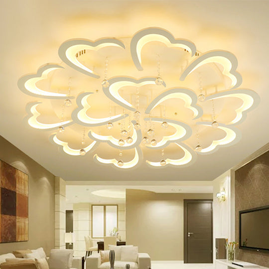 Heart-Shaped Acrylic Flush Mount Light Fixture With 5/15 Lights In Warm/White/3 Color For Living