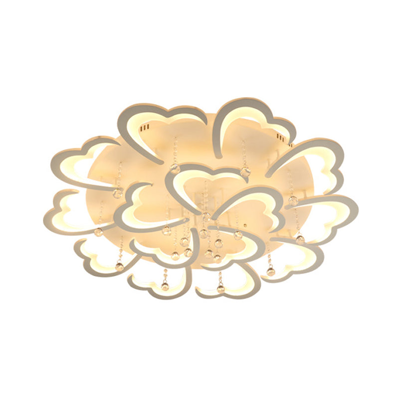 Heart-Shaped Acrylic Flush Mount Light Fixture With 5/15 Lights In Warm/White/3 Color For Living