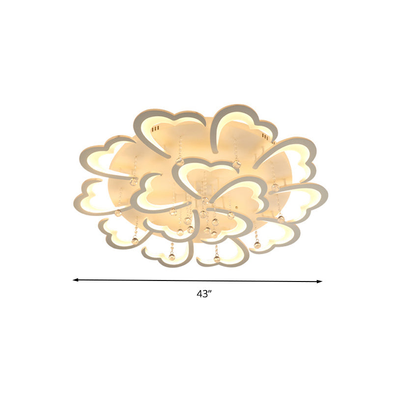 Heart-Shaped Acrylic Flush Mount Light Fixture With 5/15 Lights In Warm/White/3 Color For Living