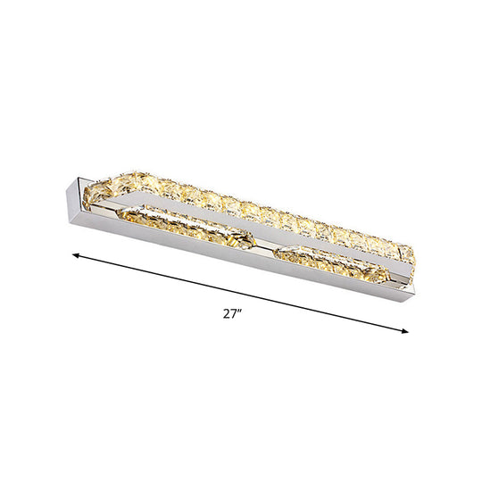 Contemporary Led Bathroom Vanity Wall Light With Clear/Champagne Crystal - 16/22 Width Warm/White