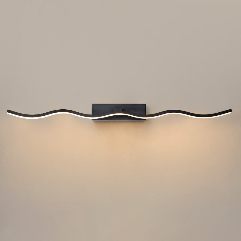Modern Minimalist Metal Wall Vanity Light With Waving Design Black / 31.5