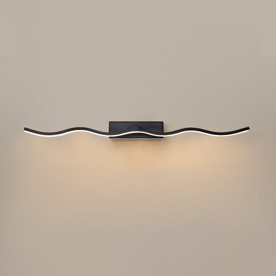 Modern Minimalist Metal Wall Vanity Light With Waving Design Black / 23.5