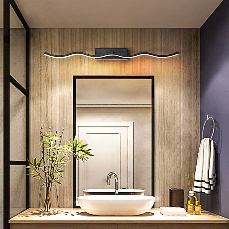 Modern Minimalist Metal Wall Vanity Light With Waving Design