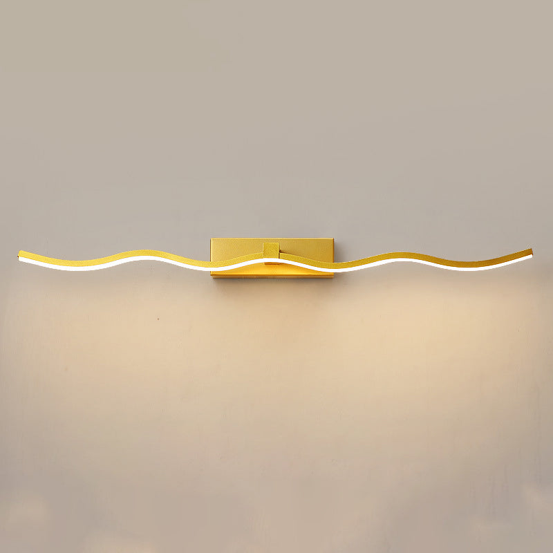 Modern Minimalist Metal Wall Vanity Light With Waving Design Gold / 31.5