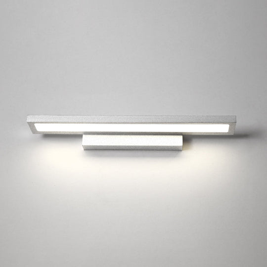 Modern Minimalist Vanity Wall Light In Aluminum With Rectangular Shape Silver / 16 White