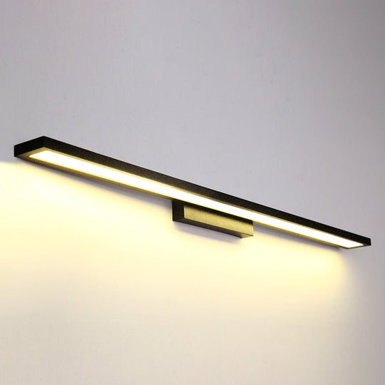 Modern Minimalist Vanity Wall Light In Aluminum With Rectangular Shape Black / 35.5 Warm
