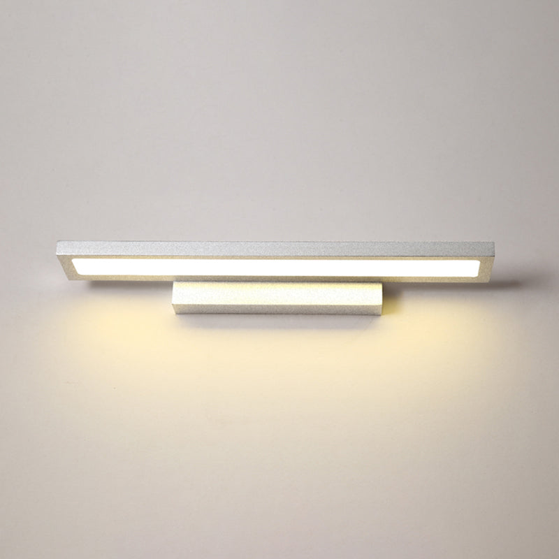 Modern Minimalist Vanity Wall Light In Aluminum With Rectangular Shape Silver / 16 Warm