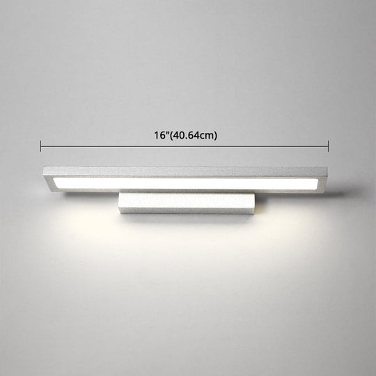Modern Minimalist Vanity Wall Light In Aluminum With Rectangular Shape