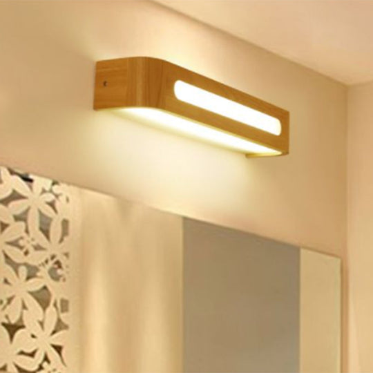 Nordic Minimalist Wood Vanity Light - Rectangular Wall Fixture