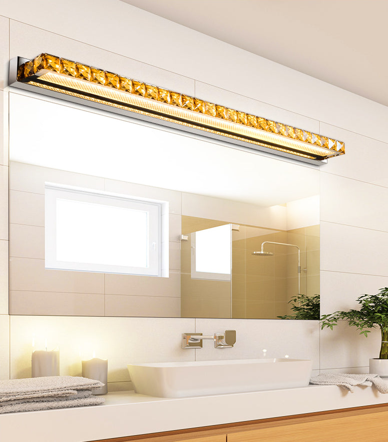 Modern Crystal Vanity Wall Light - Rectangular Luxury Style Single Fixture