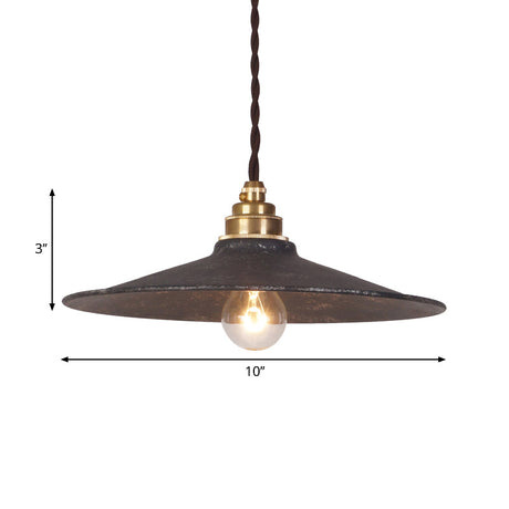 Warehouse Style Wrought Iron 1-Light Pendant Ceiling Light - Vintage Black Hanging Lamp