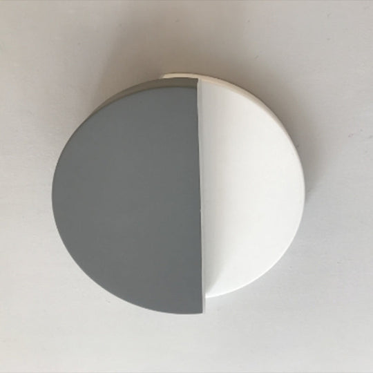 Rotating Nordic Led Wall Lamp In Round Disc Shape - Acrylic Indoor Light Fixture Grey / Warm