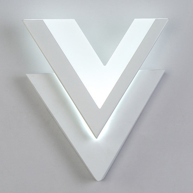 Customizable V-Shaped Led Sconce Light For Living Room And Bedroom White /